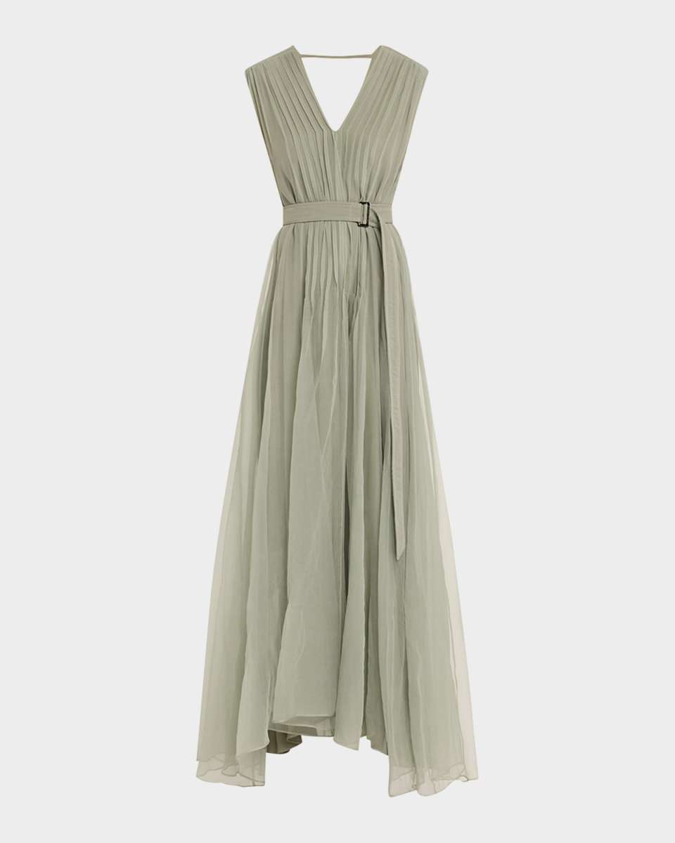 Crispy Silk Organza Belted Volume Dress